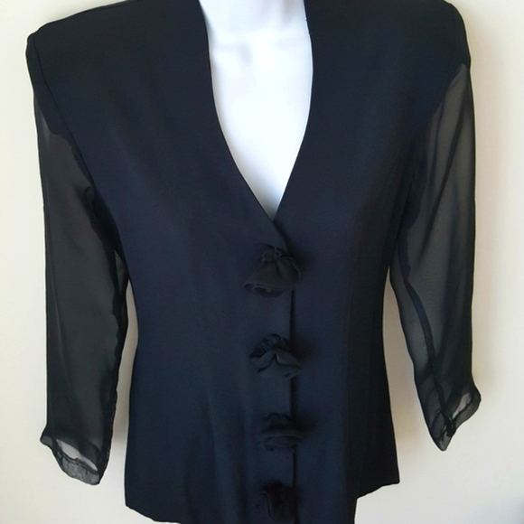 Vintage Sexy Jacket Sheer Sleeves 40s Style Retro Dressy  Size 7 Junior V Neck - Picture 3 of 8